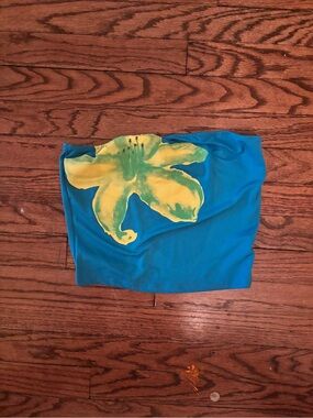 Women’s Teal Floral Strapless Tank Top